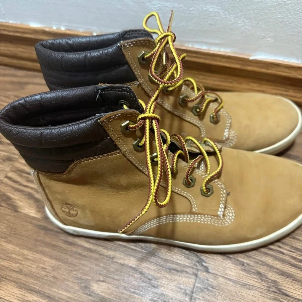 Timberland Mens Tan Leather High Top Lace Up‎ Fashion Sneakers Boots Size 7.5